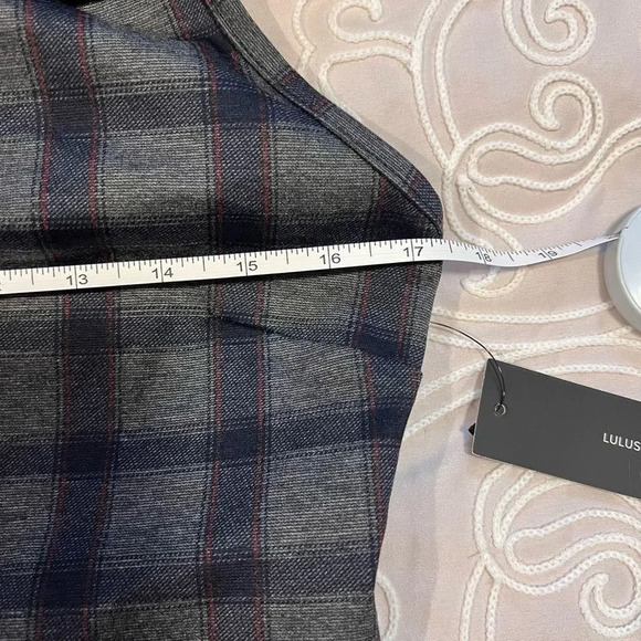 Lulus Small Town‎ Girl Grey Plaid Off-the-Shoulder Bodycon Dress Size XL New - Picture 10 of 11